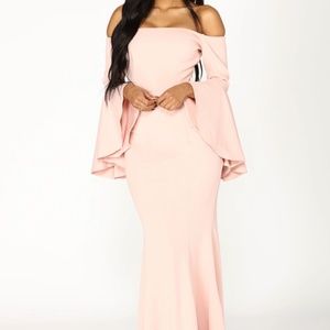 Off the Shoulder Baby Pink Formal Dress - Size S